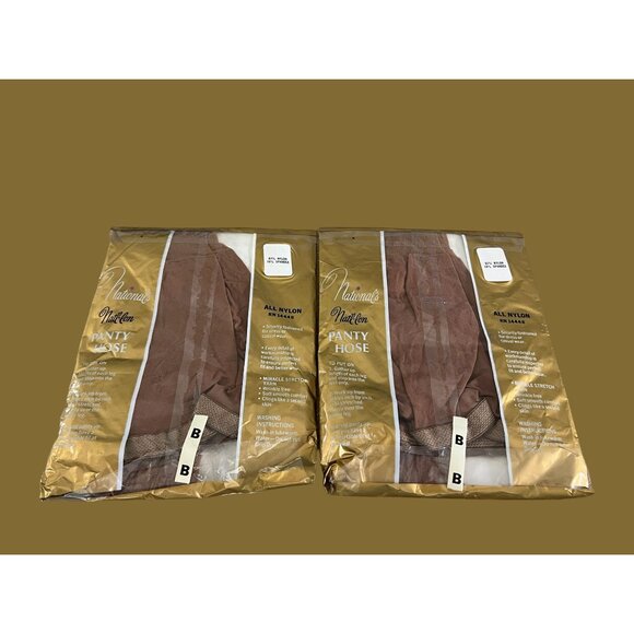 Vtg 2 pr Nationals Panty Hose Miracle Stretch 82% nylon 18" spandex Sz B NEW NOS - Picture 2 of 4